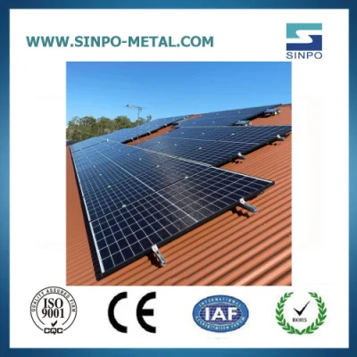 Sistema solar para techo de tejas Sistema de montaje de panel de energía solar para el hogar Soporte de correa C con gancho de acero inoxidable Sistema de estantería de aluminio para energía solar